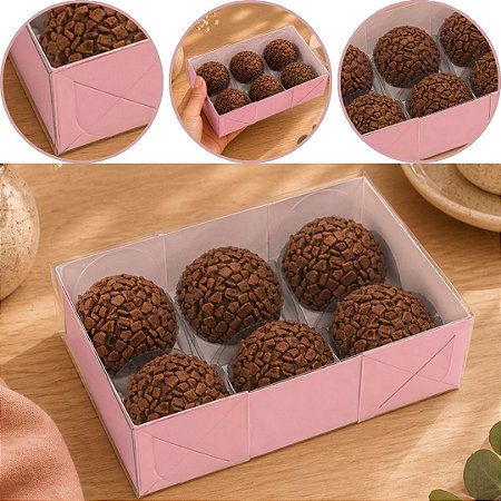 10 CAIXA P/ 06 DOCES C/ VISOR ROSA 5746 (IDEIA)