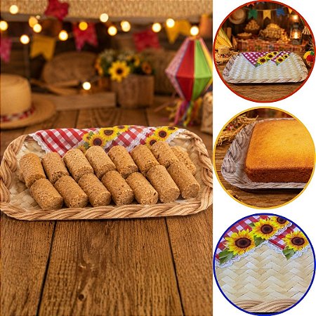 5 BANDEJA FESTA JUNINA 19,8X33,3 CM DE PAPEL ARRAIA GIRASSOL (KX) 7130-34