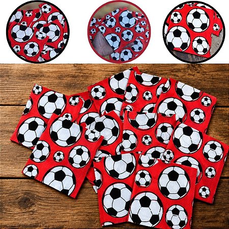 50 GUARDANAPOS FESTA FUTEBOL VERMELHO 19,5 X 21,5CM COD-30 (VALE)