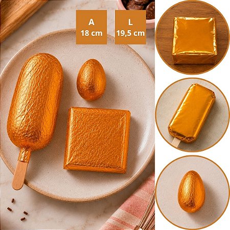 100 FOLHAS PAPEL CHUMBO LARANJA 18X19,5 CM P/ BOLO GELADO