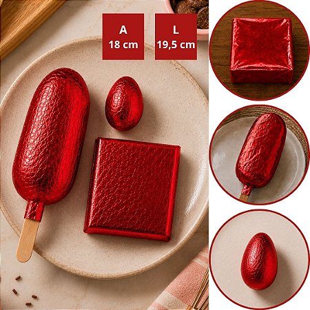100 FOLHAS PAPEL CHUMBO VERMELHO 18X19,5 CM P/ BOLO GELADO