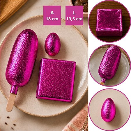 100 FOLHAS PAPEL CHUMBO PINK 18X19,5 CM P/ BOLO GELADO