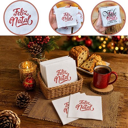 50 GUARDANAPOS FESTA FELIZ NATAL 19,5 X 21,5CM COD-27 (VALE)