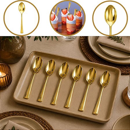 20 COLHER AMERICANA OURO 10 CM PARA DOCES (PLASTILANIA)
