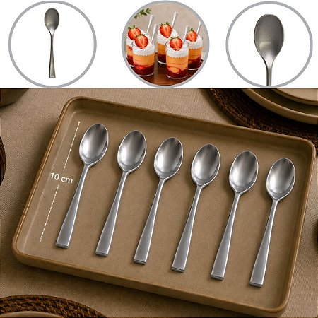 20 COLHER AMERICANA PRATA 10 CM PARA DOCES (PLASTILANIA)