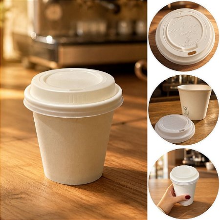 50 COPO DE PAPEL 250 ML COM TAMPA BRANCA (FNS)