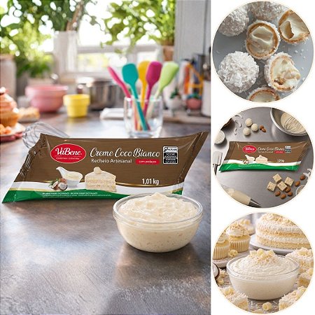 RECHEIO ARTESANAL CREME COCCO BIANCO 1,01KG VABENE ALIMENTO