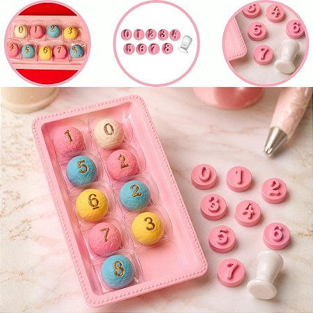 KIT CARIMBOS NUMEROS GLAMOUR ROSA BEBE 2cm (BLUESTAR)