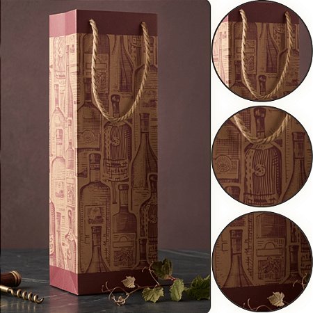 10 SACOLA P/ GARRAFA DE VINHO 11X8X36 6133 BORDO ( NATAL IDEIA 2026 )