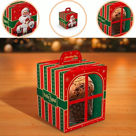 10 CAIXA P/ PANETONE 500G C/ VISOR JANELA 15X15X17 NATAL 6151 ( NATAL IDEIA 2026 )
