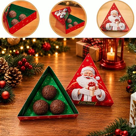 10 CAIXA P/ 3 DOCES ARVORE DE NATAL 13X13X4 6161 ( NATAL IDEIA 2026 )