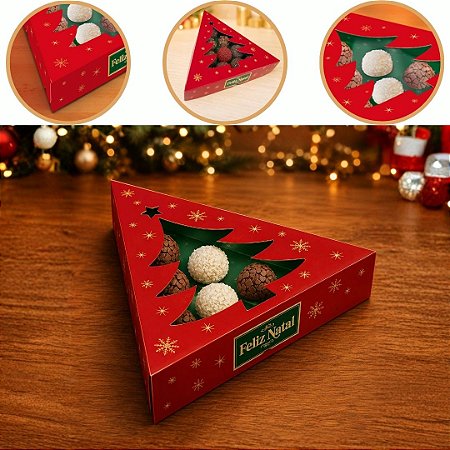 10 CAIXA P/ 10 DOCES ARVORE DE NATAL C/ VISOR 20X20X4 6163 ( NATAL IDEIA 2026 )