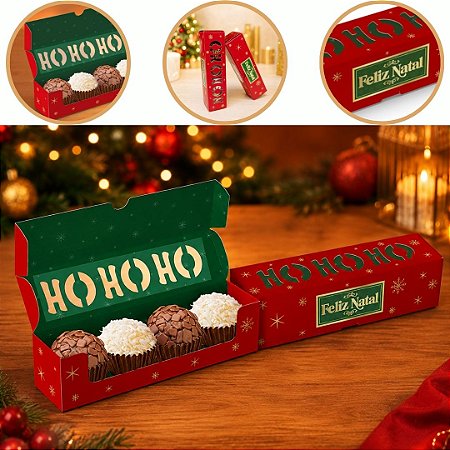 10 CAIXA P/  4 DOCES DE NATAL HOHOHO C/ VISOR 16X4X4 6164 ( NATAL IDEIA 2026 )