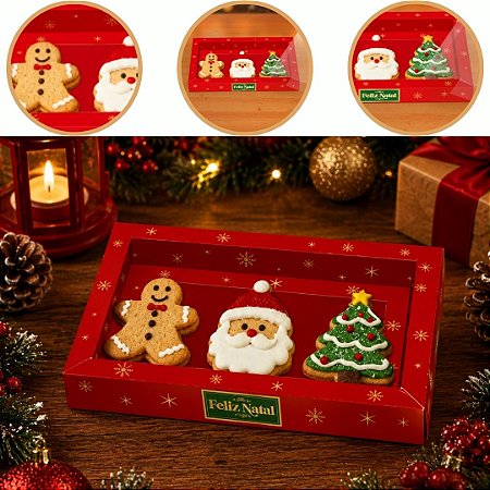 10 CAIXA MOLDURA P/3 BISCOITOS DE NATAL 20X12X2 6177 ( NATAL IDEIA 2026 )