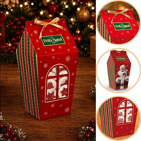 10 CAIXA LEMBRANCINHA C/ VISOR JANELA 9X9X18 6178 ( NATAL IDEIA 2026 )