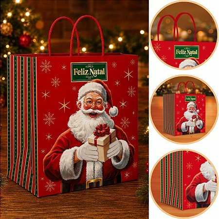 10 SACOLA DE NATAL P1 24X17X26 FELIZ NATAL 6196 ( NATAL IDEIA 2026 )