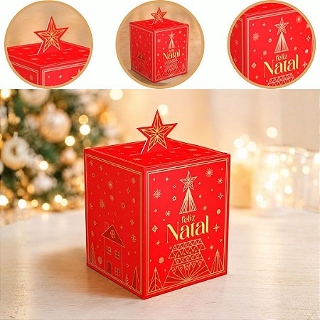 10 CAIXA LEMBRANCINHA POP UP ESTRELA 10X10X12 BRILHOS DE NATAL 6222 ( NATAL IDEIA 2026 )