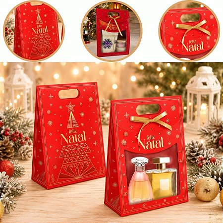 10 SACOLA MALETA C/ VISOR E FITA 19X9X26 BRILHOS DE NATAL 6227 ( NATAL IDEIA 2026 )