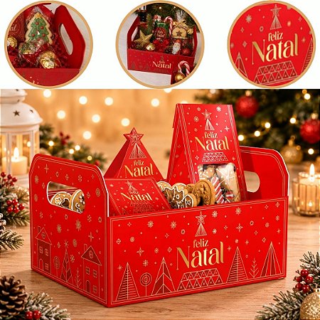 10 CESTA DE NATAL G CAIXOTE 25X18X14 BRILHOS DE NATAL 6229 ( NATAL IDEIA 2026 )