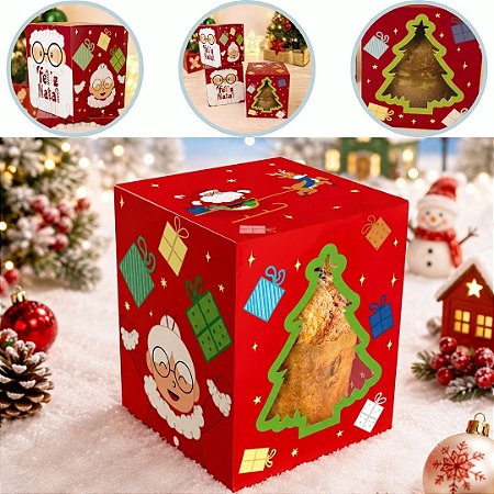10 CAIXA P/ MINI PANETONE 100G C/ VISOR 10X10X12 NATAL DIVERTIDO 6238 ( NATAL IDEIA 2026 )