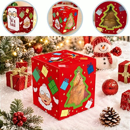 10 CAIXA P/ PANETONE 500G C/ VISOR 15X15X17 NATAL DIVERTIDO 6239 ( NATAL IDEIA 2026 )
