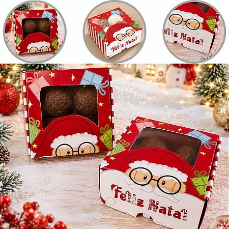10 CAIXA P/ 4 DOCES DE NATAL C/ VISOR 8X8X4 DIVERTIDO 6247 ( NATAL IDEIA 2026 )