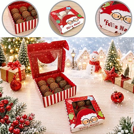 10 CAIXA P/ 9 DOCES DE NATAL C/ VISOR 11X11X4 DIVERTIDO 6249 ( NATAL IDEIA 2026 )