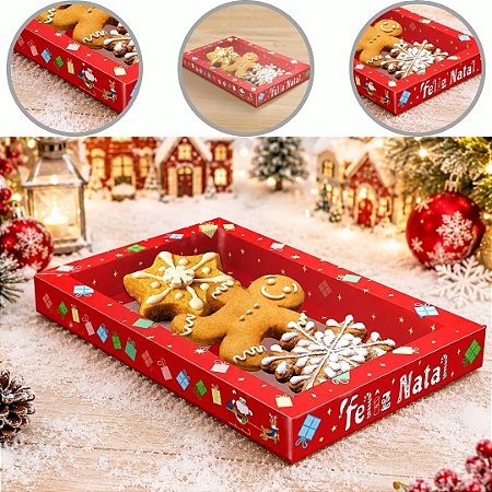 10 CAIXA MOLDURA P/ 3 BISCOITOS DE NATAL 20X12X2 DIVERTIDO 6255 ( NATAL IDEIA 2026 )