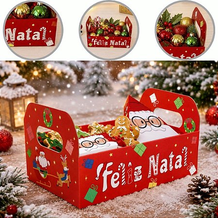 10 CESTA DE NATAL M CAIXOTE 22X14X12 DIVERTIDO 6267 ( NATAL IDEIA 2026 )