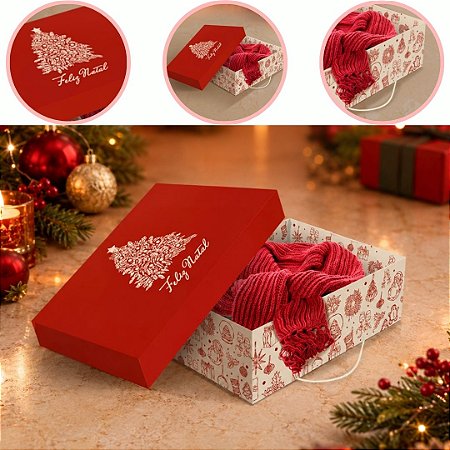 10 CAIXA PRESENTE DE NATAL C/ ELASTICO P 24X18X8 6282 ( NATAL IDEIA 2026 )