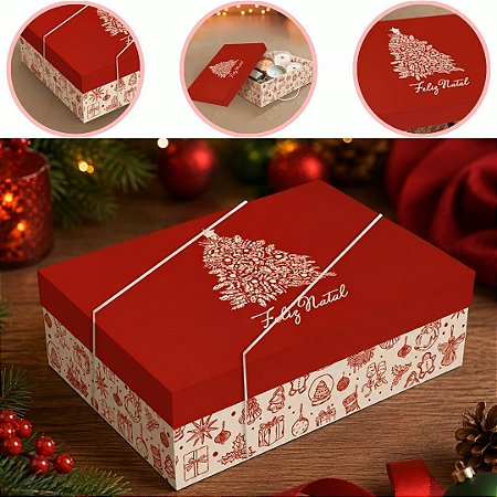 10 CAIXA PRESENTE DE NATAL C/ ELASTICO M  35X35X11 6283 ( NATAL IDEIA 2026 )