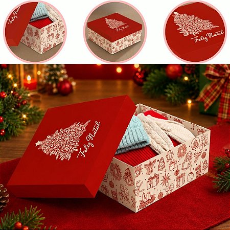 10 CAIXA P/ PRESENTE NATAL M 26X26X12 C/ TAMPA  6285 ( NATAL IDEIA 2026 )