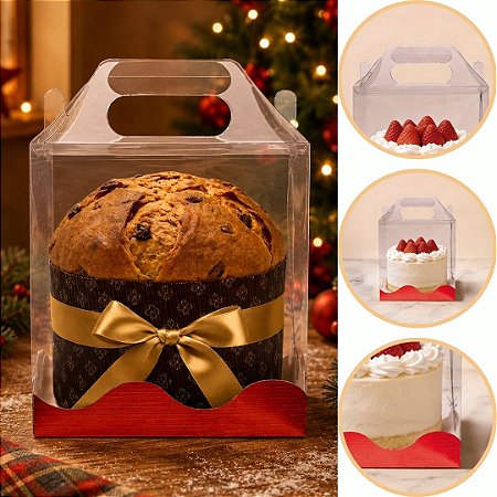10 MALETA P/ PRESENTE DE NATAL CRISTAL C/ BASE LAMINADA VERMELHA 14X14X16 5637 ( NATAL IDEIA 2026 )