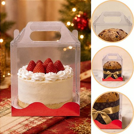 10 MALETA P/ PRESENTE DE NATAL CRISTAL C/ BASE LAMINADA VERMELHA 10X10X12 5635 ( NATAL IDEIA 2026 )