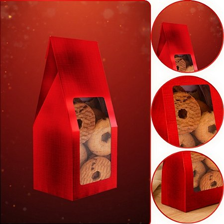 10 SACO LEMBRANCINHA C/ VISOR LAMINADO VERMELHO P 8X7X12 5508 ( NATAL IDEIA 2026 )