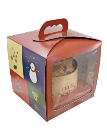 5 CAIXA PANETONE 500G COM ALÇA E VISOR 16X16X16 3299 MARRY CRISTMAS ( IDEIA NATAL OUTLET )