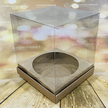 5 CAIXAS PANETONE 500G TAMPA DE ACETATO KRAFT 16X16X16 1210 ( IDEIA NATAL OUTLET )