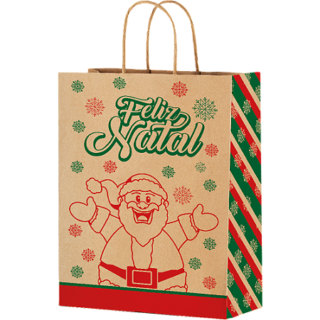 25 SACOLA PRESENTE G KRAFT PAPAI NOEL NATAL FESTCOLOR