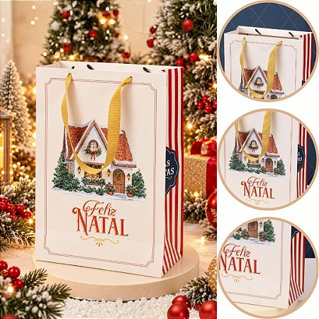 10 SACOLA PARA PRESENTE 30x20x10cm MEMÓRIAS 6397 (JANGO NATAL 2026)