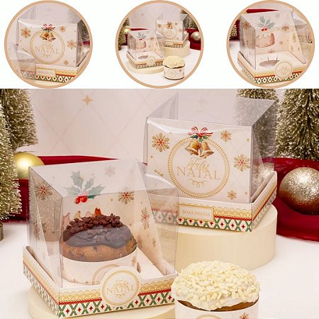 10 CAIXA PARA MINI PANETONE COM TAMPA DE ACETATO UNIÃO 6036 (JANGO NATAL 2026)