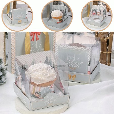 10 CAIXA PARA MINI PANETONE COM TAMPA DE ACETATO ACREDITAR 6031 (JANGO NATAL 2026)