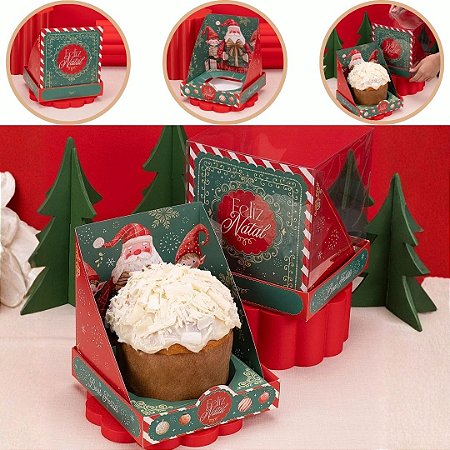5 CAIXA PARA PANETONE 500g COM TAMPA DE ACETATO GRATIDÃO 6039 (JANGO NATAL 2026)