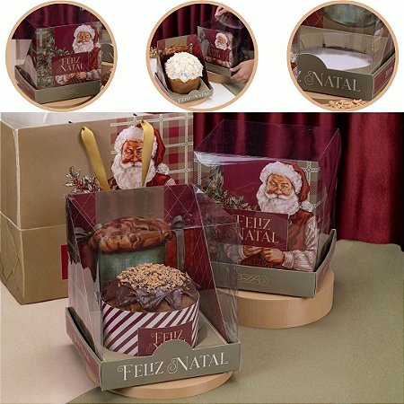 5 CAIXA PARA PANETONE 500g COM TAMPA DE ACETATO PRESENÇA 6041 (JANGO NATAL 2026)