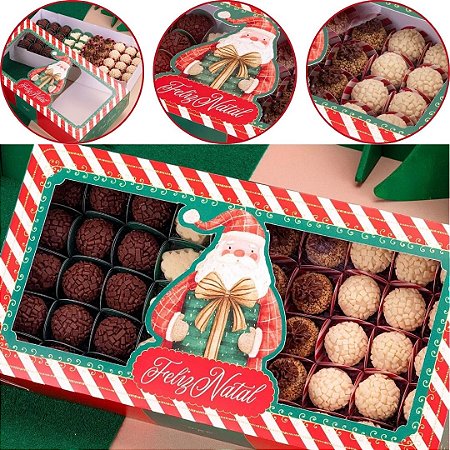 10 CAIXA C/ VISOR P/ 50 DOCES 6X19X36CM GRATIDÃO 6521 (JANGO NATAL 2026)
