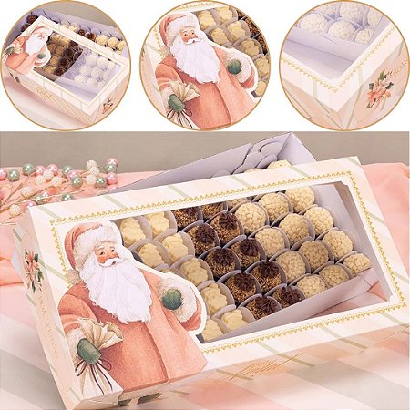 10 CAIXA C/ VISOR P/ 50 DOCES 6X19X36CM CUIDADO 6520 (JANGO NATAL 2026)