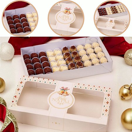 10 CAIXA C/ VISOR P/ 50 DOCES 6X19X36CM UNIÃO 6525  (JANGO NATAL 2026)