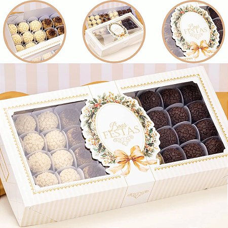 10 CAIXA C/ VISOR P/ 50 DOCES 6X19X36CM ILUMINAR 6522 (JANGO NATAL 2026)