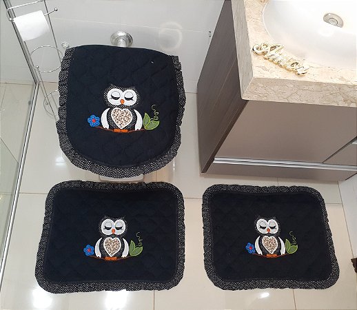 Jogo Tapete Banheiro Atoalhado Animais seca rapido