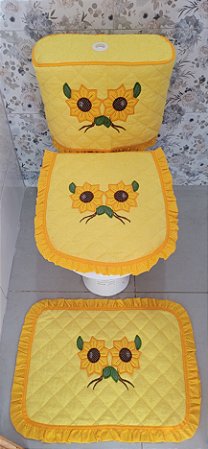 Jogo Tapete Banheiro Atoalhado para caixa acoplada