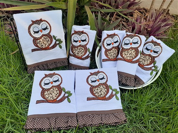 Pano de prato bordado semaninha 7 peças